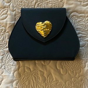 Vintage black clutch/crossbody with golden chain